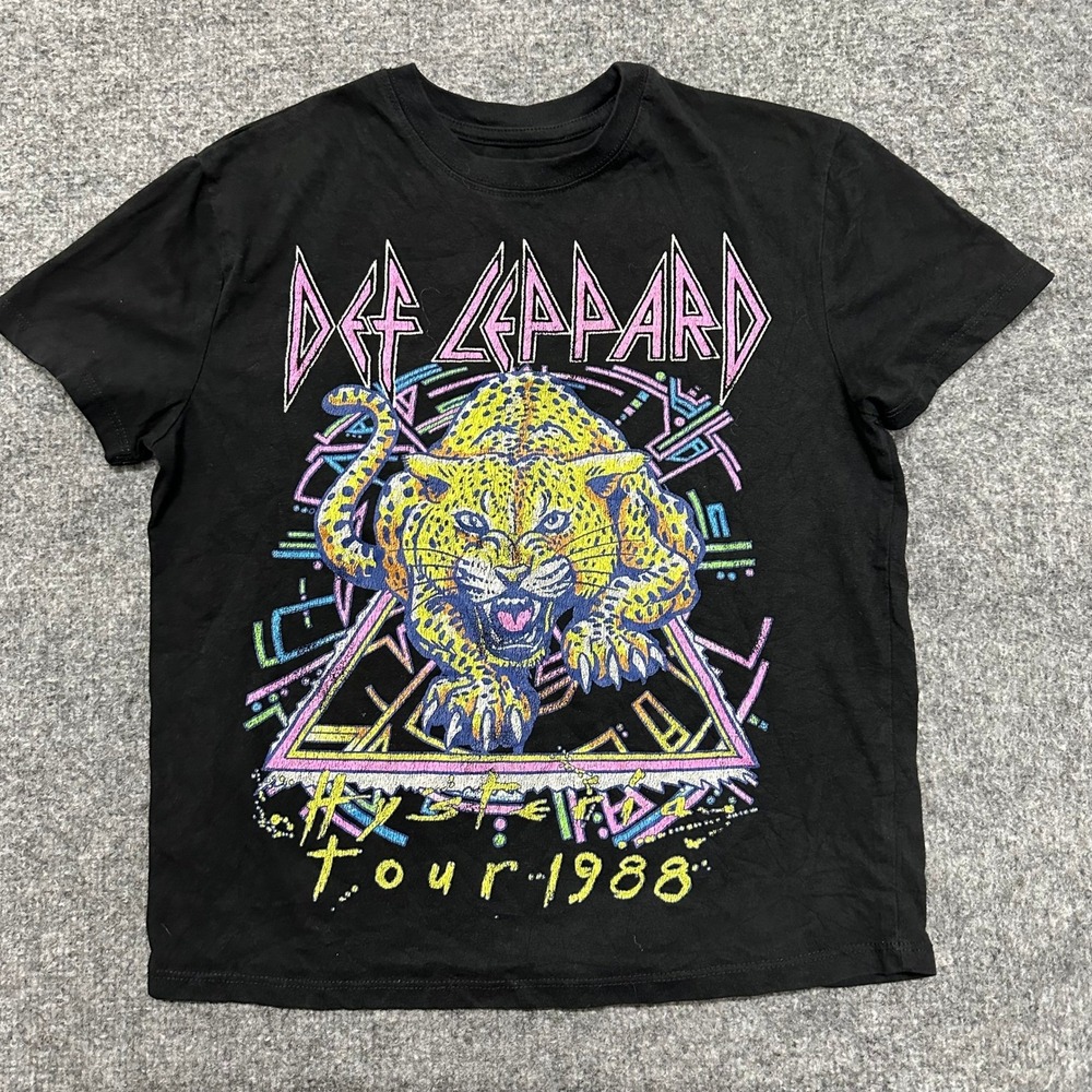 Def Leppard T-Shirt Womens Size M Black Hysteria Tour 1988 Graphic Band Tee
